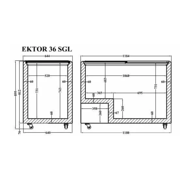 Морозильный ларь с прямым стеклом CRYSTAL Ektor 36 SGL витрина камера