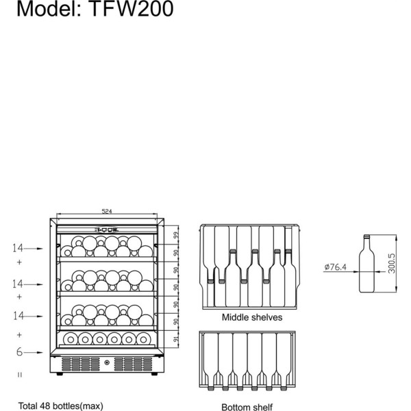 Шафи для вина TEFCOLD TFW200-F