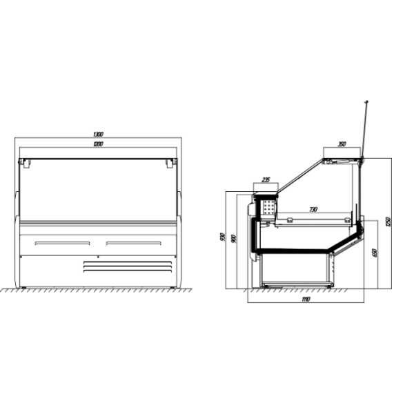 Холодильная витрина универсальная (рестайлинг) JUKA FGL130 (-2...+8°C)