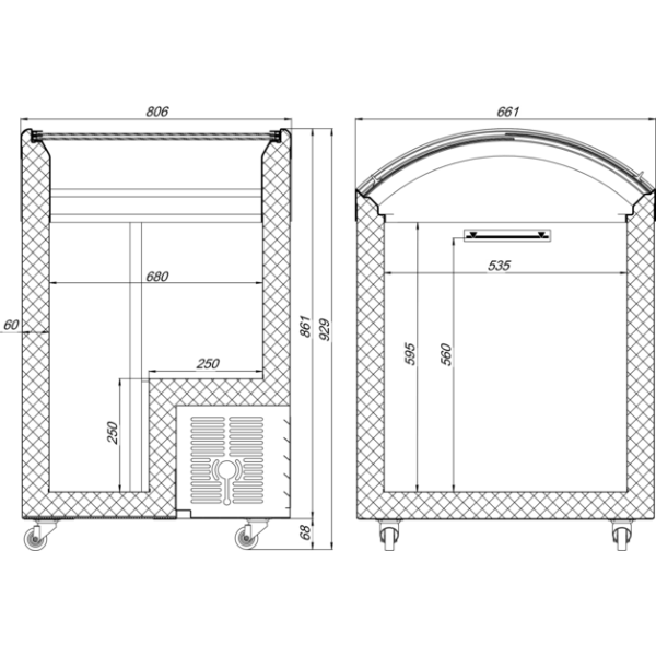 Морозильный ларь прикасовый с гнутым стеклом JUKA M200V