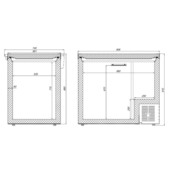 Морозильний лар з глухою кришкою. Морозильна камера (-5С...+5С) JUKA N200Z